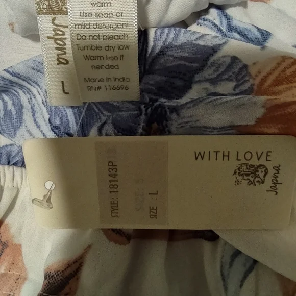 NWT JAPNA Maxi Dress White Blue Floral Halter Lined Maxi Dress Women’s Sz Large - Picture 3 of 10